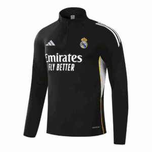 Real Madrid 1/4 Zip Tracksuit 2025/26 Black - Image 3