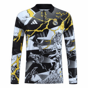 Real Madrid 1/4 Zip Tracksuit 2025/26 Kids Black - Image 3