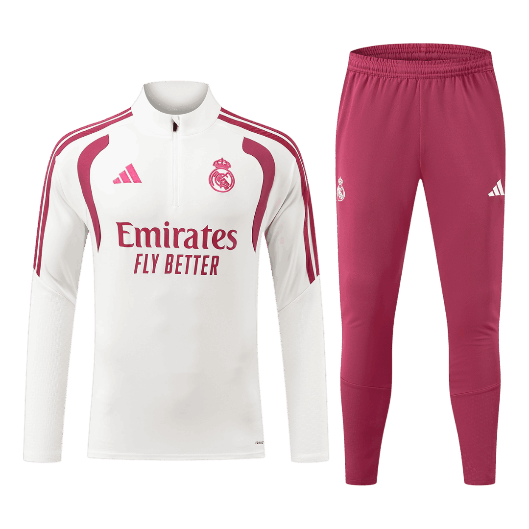 Real Madrid 1/4 Zip Tracksuit 2026/27 Kids White