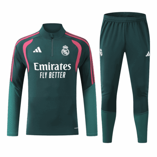 Real Madrid 1/4 Zip Tracksuit 2026/27 Kids Green
