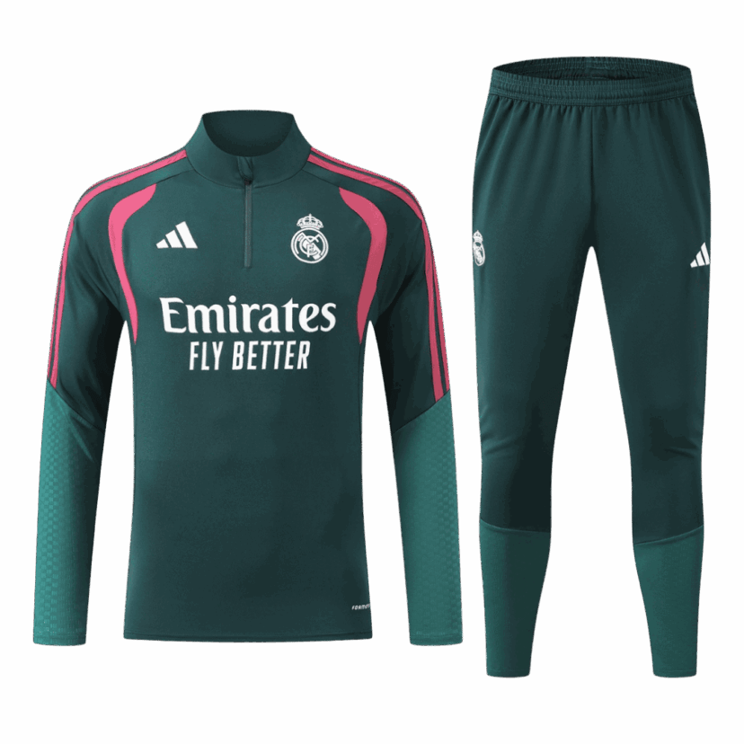 Real Madrid 1/4 Zip Tracksuit 2026/27 Kids Green