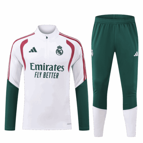 Real Madrid 1/4 Zip Tracksuit 2026/27 Kids White