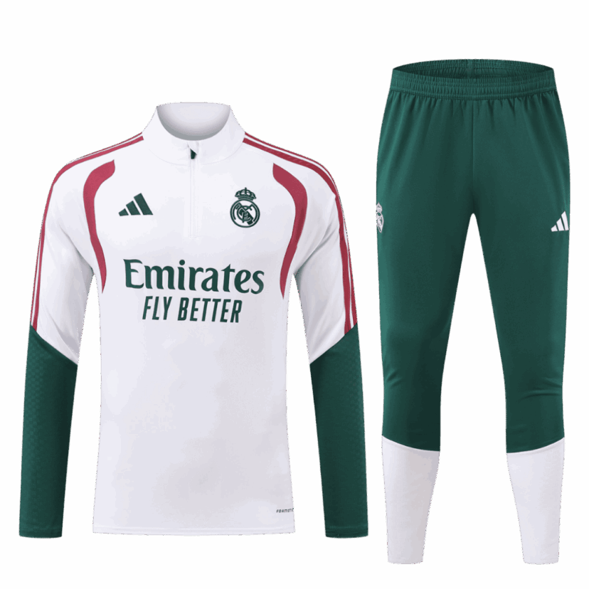 Real Madrid 1/4 Zip Tracksuit 2026/27 Kids White