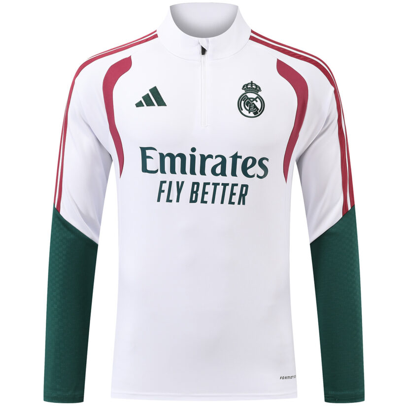 Real Madrid 1/4 Zip Tracksuit 2026/27 Kids White