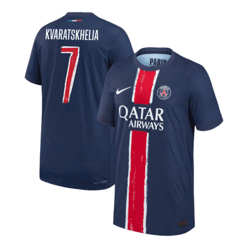 KVARATSKHELIA #7 PSG Home Authentic Soccer Jersey 2024/25 - UCL