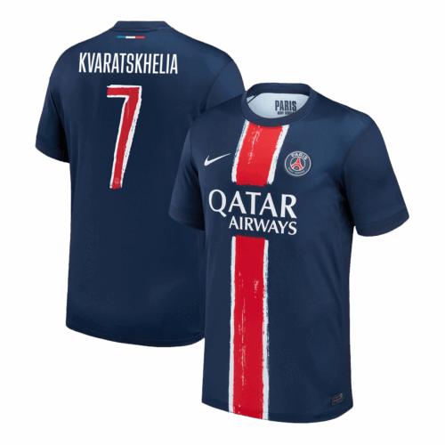 KVARATSKHELIA #7 PSG Home Soccer Jersey -UCL