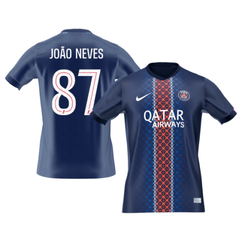 JOÃO NEVES #87 PSG Home Soccer Jersey 2025/26