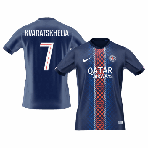 KVARATSKHELIA #7 PSG Home Soccer Jersey 2025/26