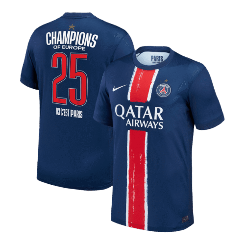 CHAMPIONS #25 PSG Home Soccer Jersey 2024/25 - CHAMPIONS OF EUROPE