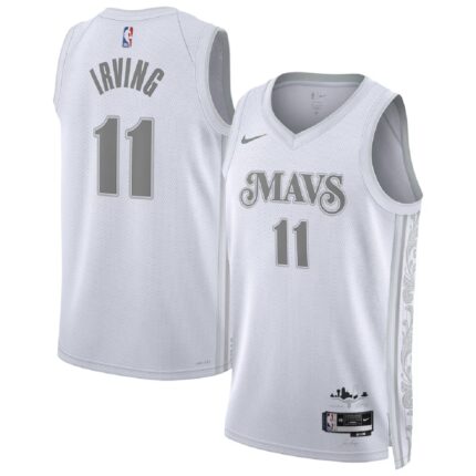 Unisex Dallas Mavericks Kyrie Irving #11 White Swingman Jersey - City Edition