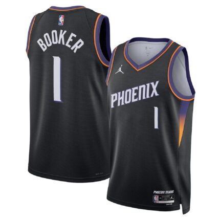 Unisex Phoenix Suns Devin Booker #1 Black Swingman Jersey - Statement Edition