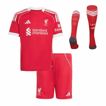Liverpool Home Kids Soccer Jerseys Full Kit 2025/26
