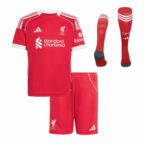 Liverpool Home Kids Soccer Jerseys Full Kit 2025/26