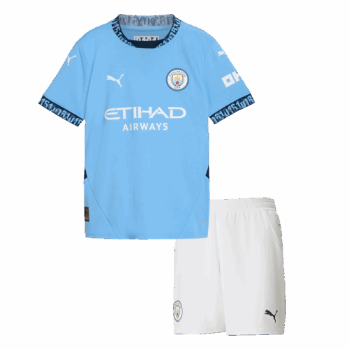 Manchester City Home Kids Soccer Jerseys Kit