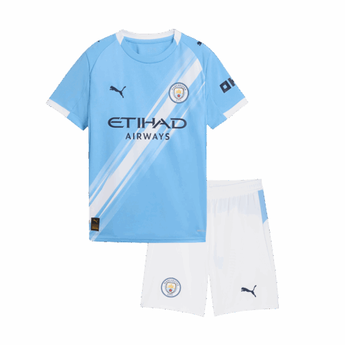 Manchester City Home Kids Soccer Jerseys Kit 2025/26