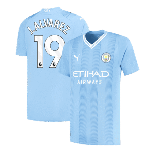 J.ALVAREZ #19 Manchester City Home Soccer Jersey 2023/24