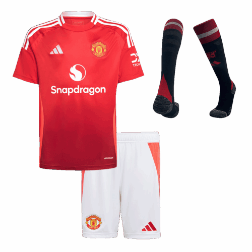 Manchester United Home Kids Soccer Jerseys Full Kit