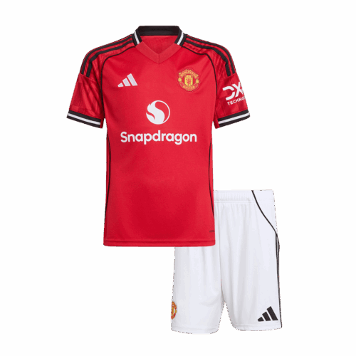 Manchester United Home Kids Soccer Jerseys Kit 2025/26