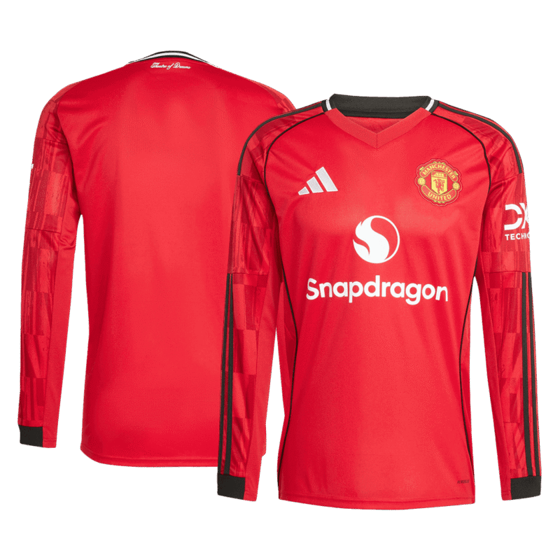 Manchester United Home Long Sleeve Soccer Jersey 2025/26