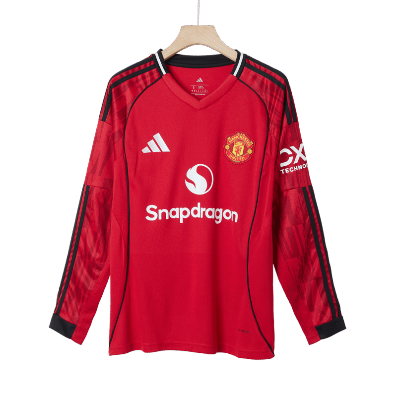 Manchester United Home Long Sleeve Soccer Jersey 2025/26