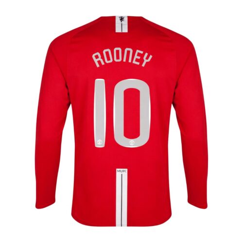 Retro Soccer Jersey ROONEY #10 Manchester United Home Long Sleeve 2007/08 - UCL Final