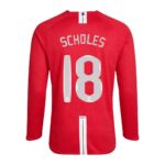 Retro Soccer Jersey SCHOLES #18 Manchester United Home Long Sleeve 2007/08 - UCL Final
