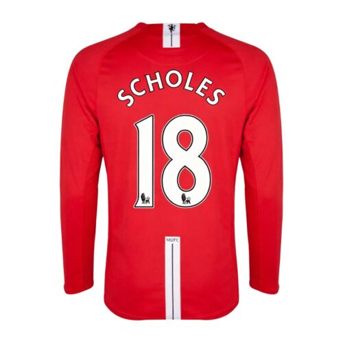 Retro Soccer Jersey SCHOLES #18 Manchester United Home Long Sleeve 2007/08