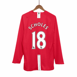 Retro Soccer Jersey SCHOLES #18 Manchester United Home Long Sleeve 2007/08 - Image 4