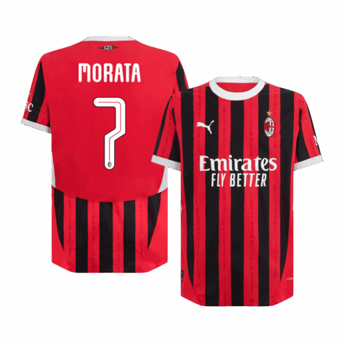 MORATA #7 AC Milan Home Authentic Soccer Jersey - UCL
