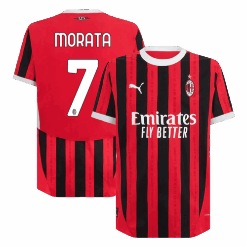 MORATA #7 AC Milan Home Authentic Soccer Jersey - UCL
