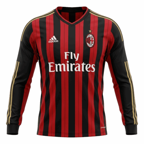 Retro Soccer Jersey AC Milan Home Long Sleeve 2013/14