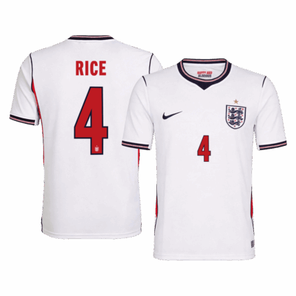 RICE #4 England Home Soccer Jersey World Cup 2026