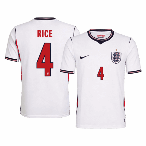 RICE #4 England Home Soccer Jersey World Cup 2026