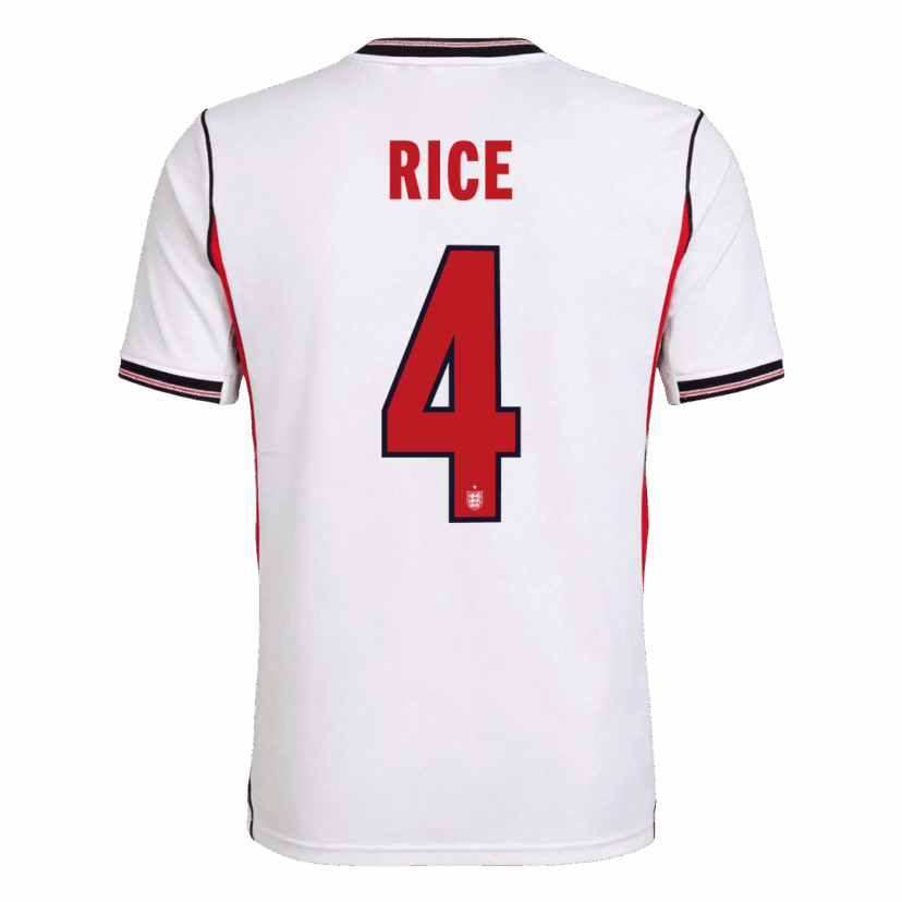RICE #4 England Home Soccer Jersey World Cup 2026