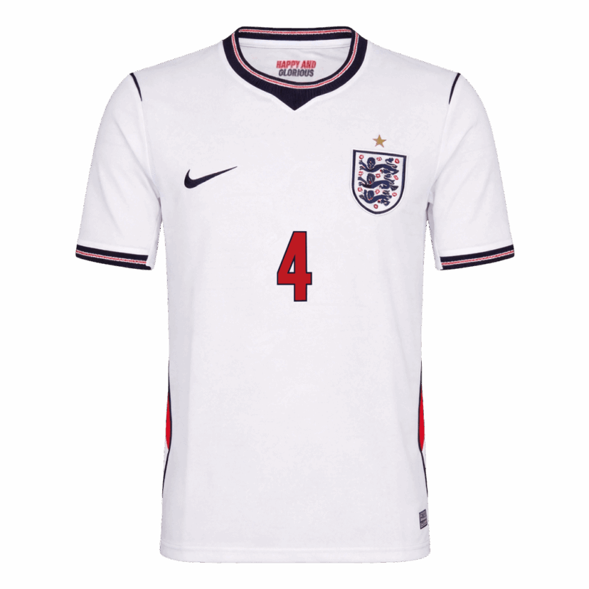 RICE #4 England Home Soccer Jersey World Cup 2026