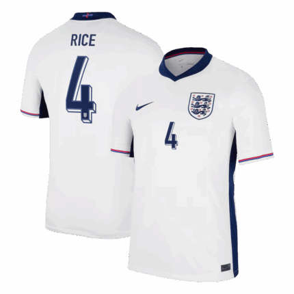 RICE #4 England Home Soccer Jersey EURO