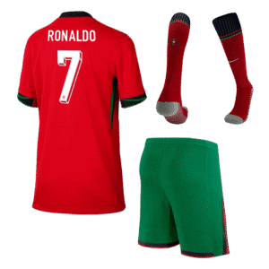 RONALDO #7 Portugal Home Kids Soccer Jerseys Full Kit EURO 2024