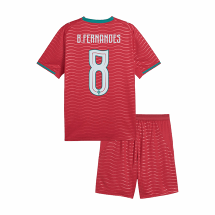 B. FERNANDES #8 Portugal Home World Cup Kids Soccer Jerseys Kit 2026