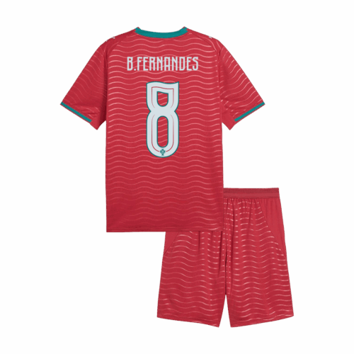 B. FERNANDES #8 Portugal Home World Cup Kids Soccer Jerseys Kit 2026