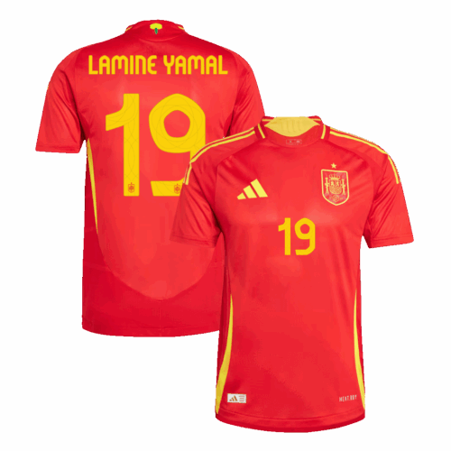 LAMINE YAMAL #19 Spain Home Authentic Soccer Jersey EURO