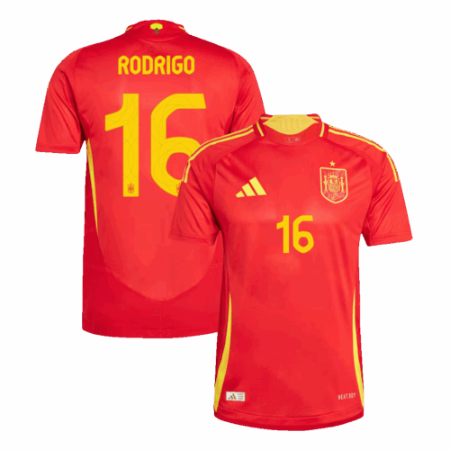 RODRIGO #16 Spain Home Authentic Soccer Jersey EURO