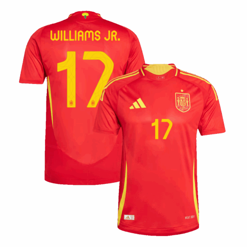 WILLIAMS JR. #17 Spain Home Authentic Soccer Jersey EURO